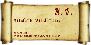 Mihók Vitális névjegykártya